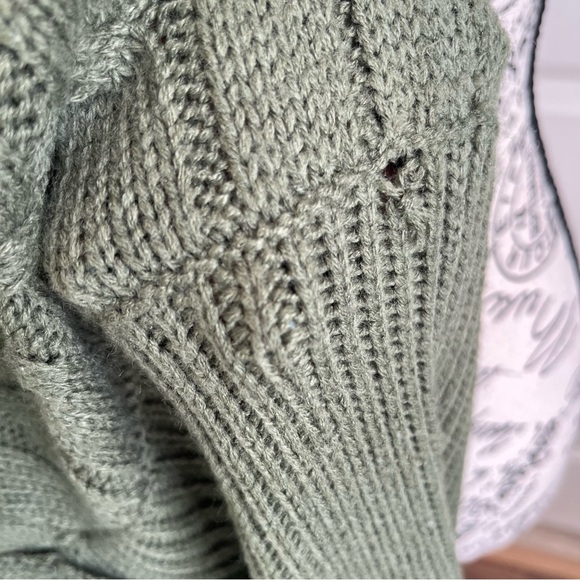 Mandee Cable Knit Bat Sleeve Duster Cardigan Green Sz L - Picture 14 of 16